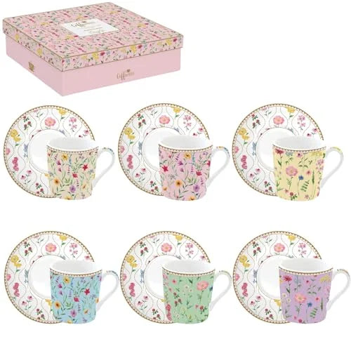Easy Life Set 6 tazze caffè porcellana multicolore motivo coccinella Mania New