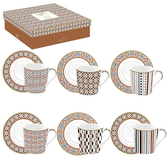 Easy Life Set 6 tazze caffè porcellana multicolore motivo coccinella