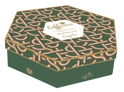 Easy Life Set 6 tazze da caffè in porcellana multicolore con piattini in bambù 127LOOP