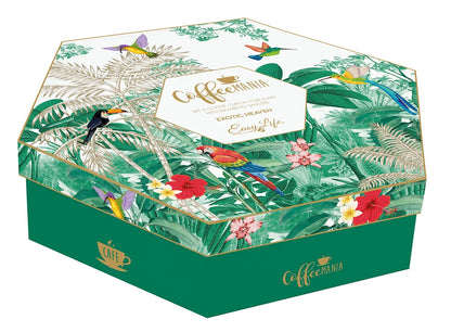 Easy Life Set 6 tazze da caffè in porcellana multicolore con piattini bambù