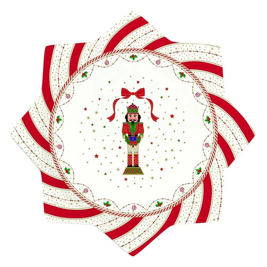Easy Life Piatto Torta Nutcracker 32cm porcellana bianca stella nataliza