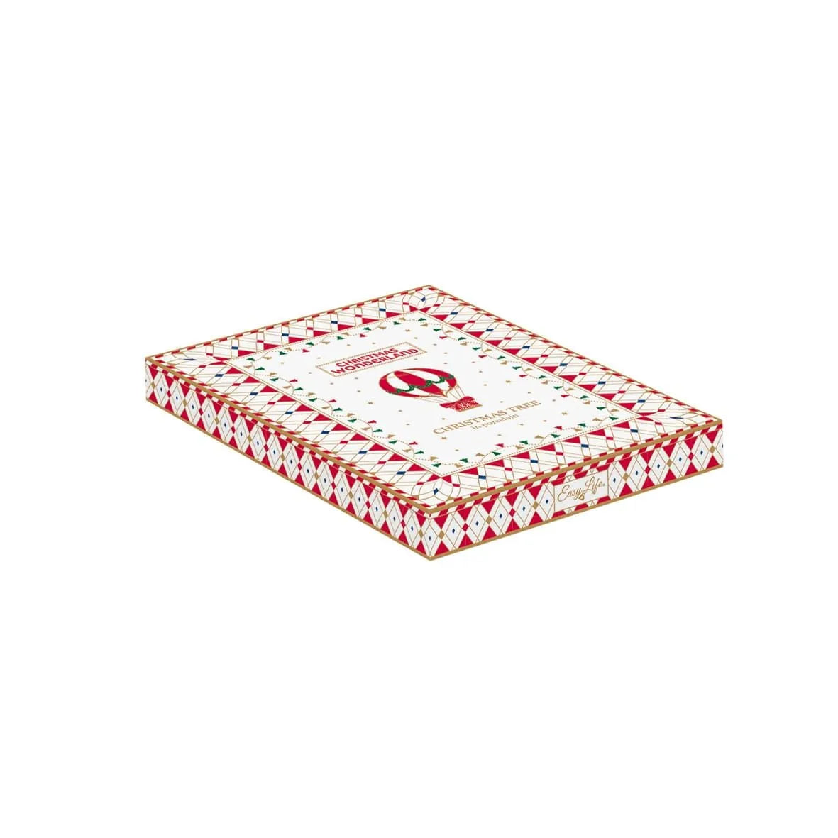 Easy Life piatto porcellana a forma di abete bianco e rosso con decoro natalizio