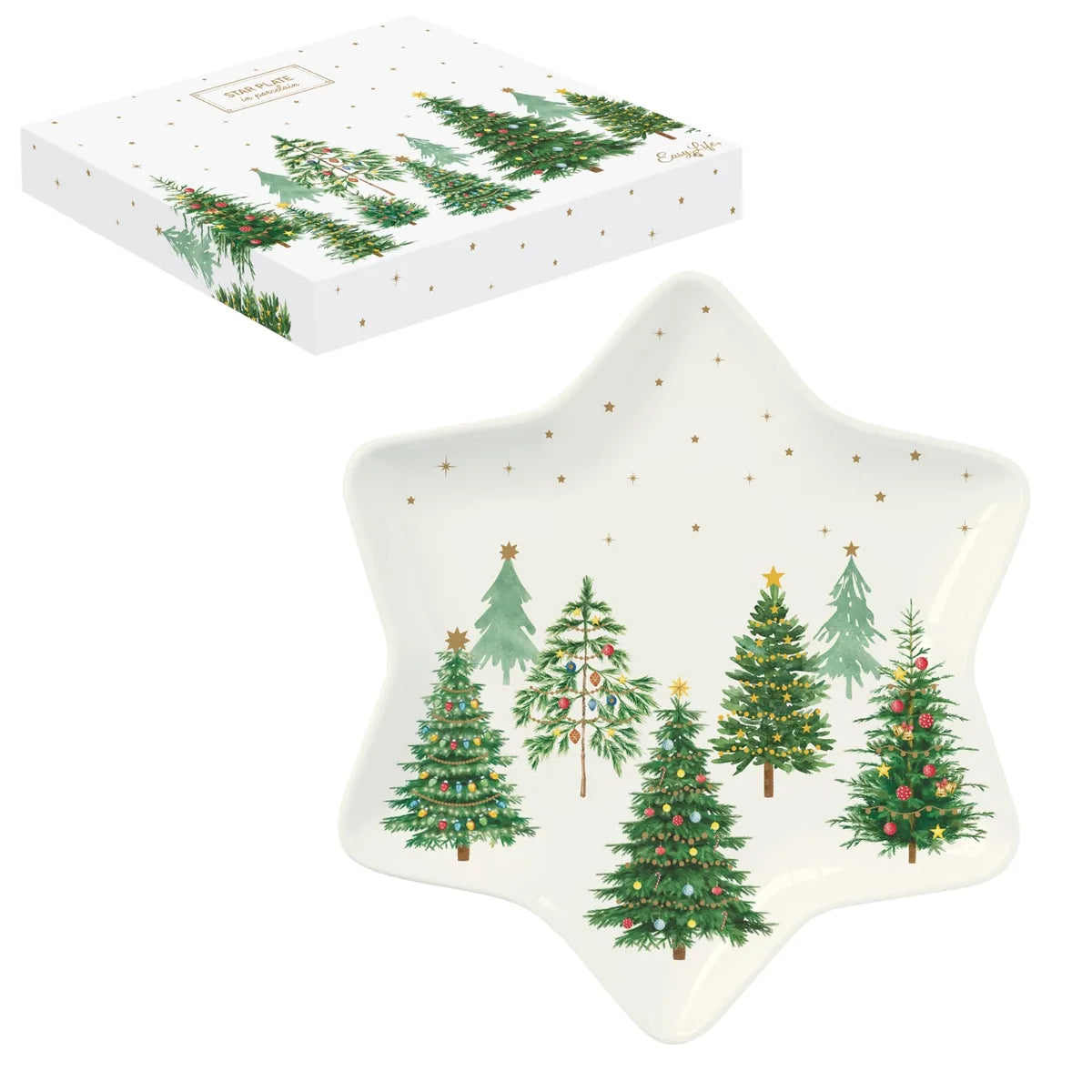 Easy Life piatto stella porcellana bianca diametro 22,5 cm con scatola regalo