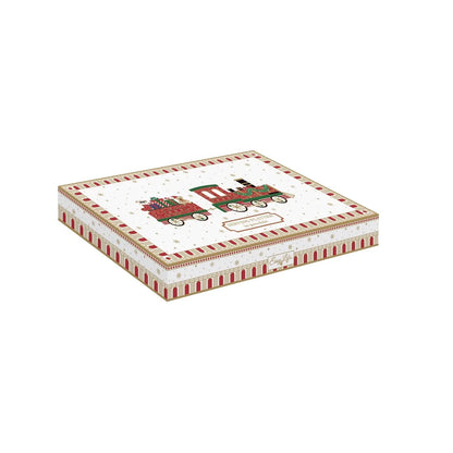 Easy Life piatto treno natale porcellana bianca 25x15 cm