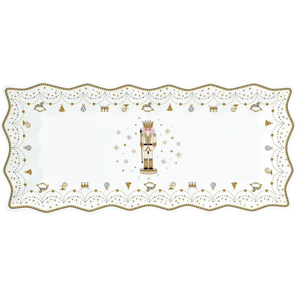 Easy Life piatto da portata porcellana 40x18 cm Natale bianco