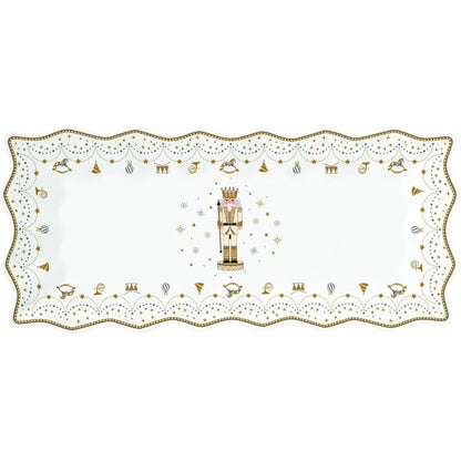 Easy Life piatto da portata porcellana 40x18 cm Natale bianco