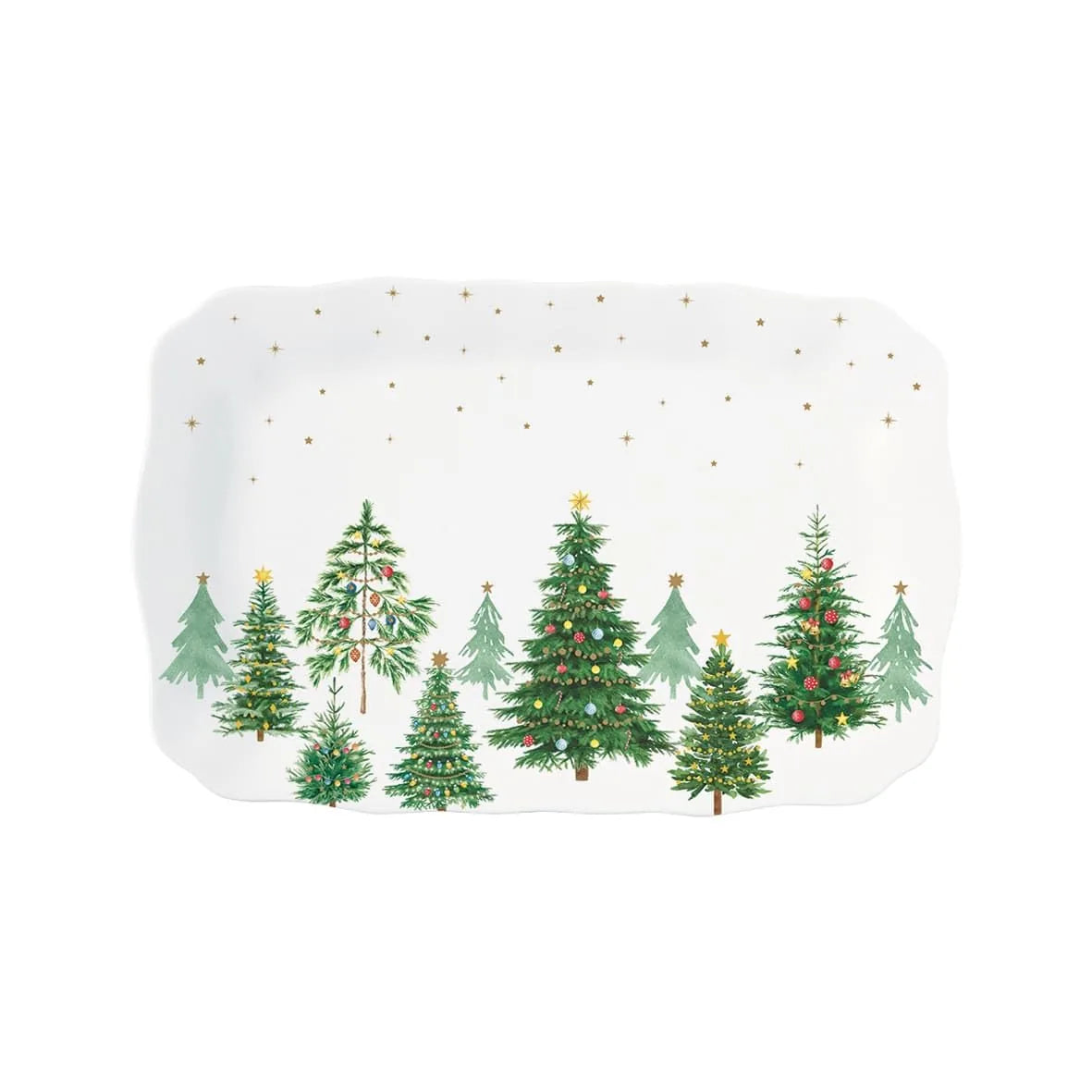 EASY LIFE piatto da portata in porcellana Festive Trees 35x23 cm con decorazioni natalizie