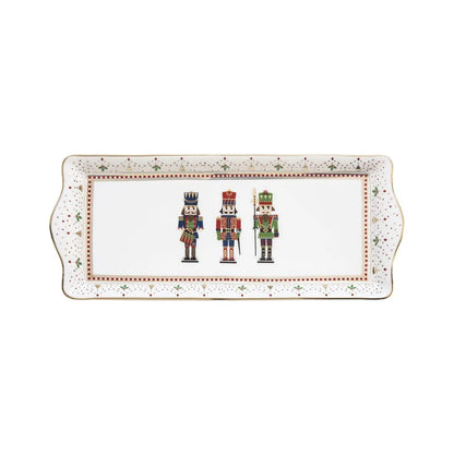Easy Life piatto da portata Nutcracker in porcellana bianca con soldatini colorati - 35x15 cm