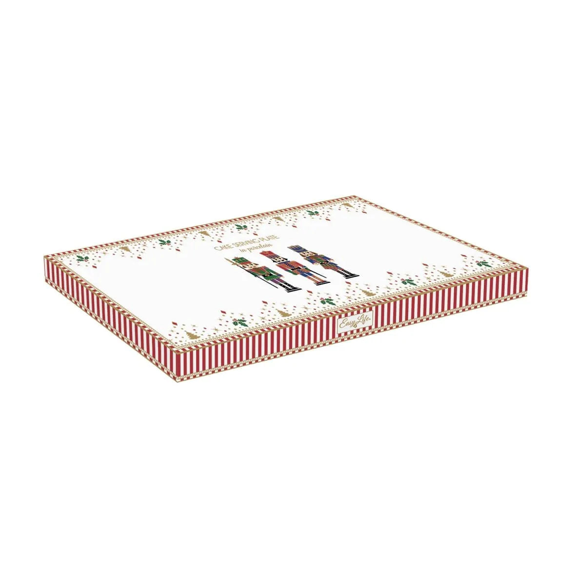 Easy Life piatto da portata Nutcracker in porcellana bianca con soldatini colorati - 35x15 cm