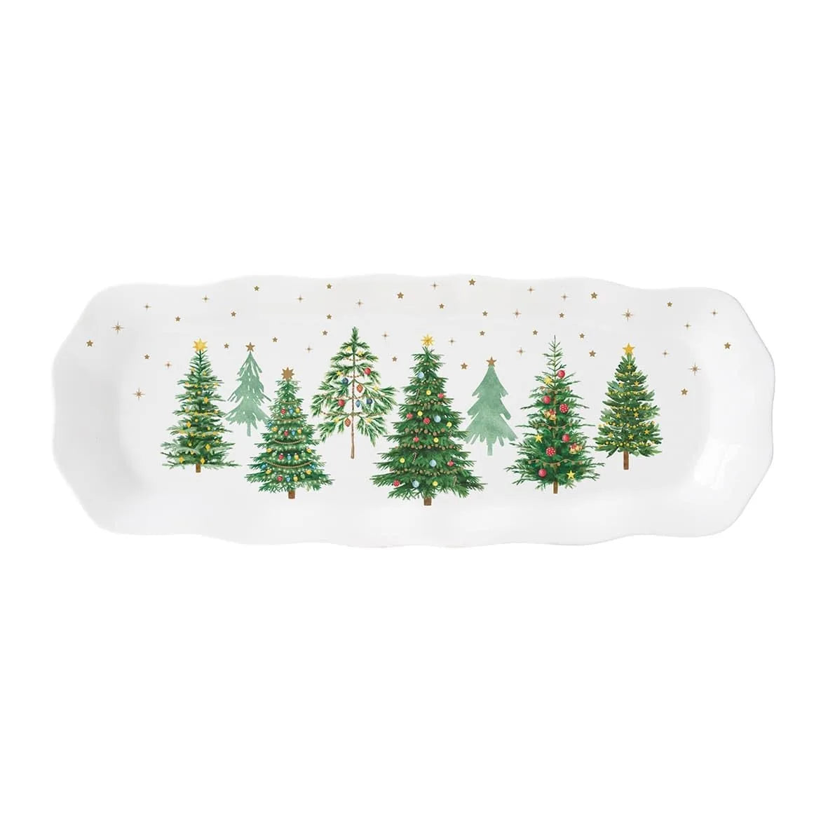 EASY LIFE piatto da portata rettangolare in porcellana Festive Trees 37x14 cm