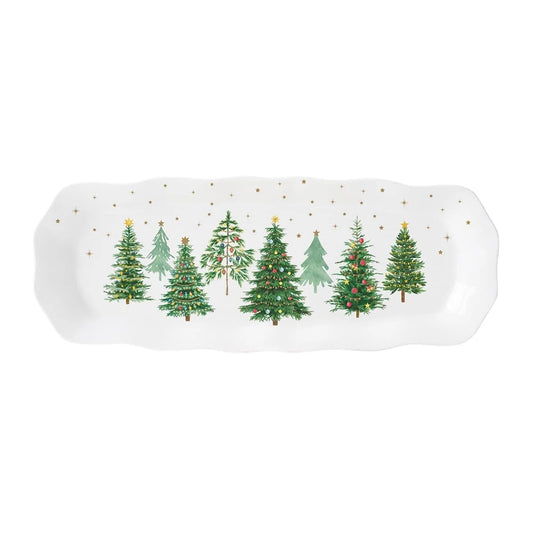 EASY LIFE piatto da portata rettangolare in porcellana Festive Trees 37x14 cm