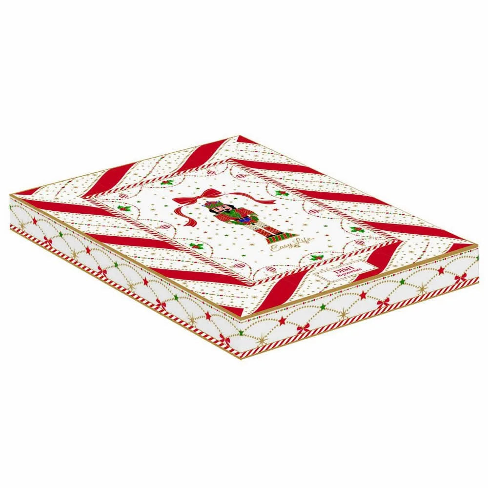 Easy Life piatto da portata natale forma albero porcellana rosso bianco schiaccianoci