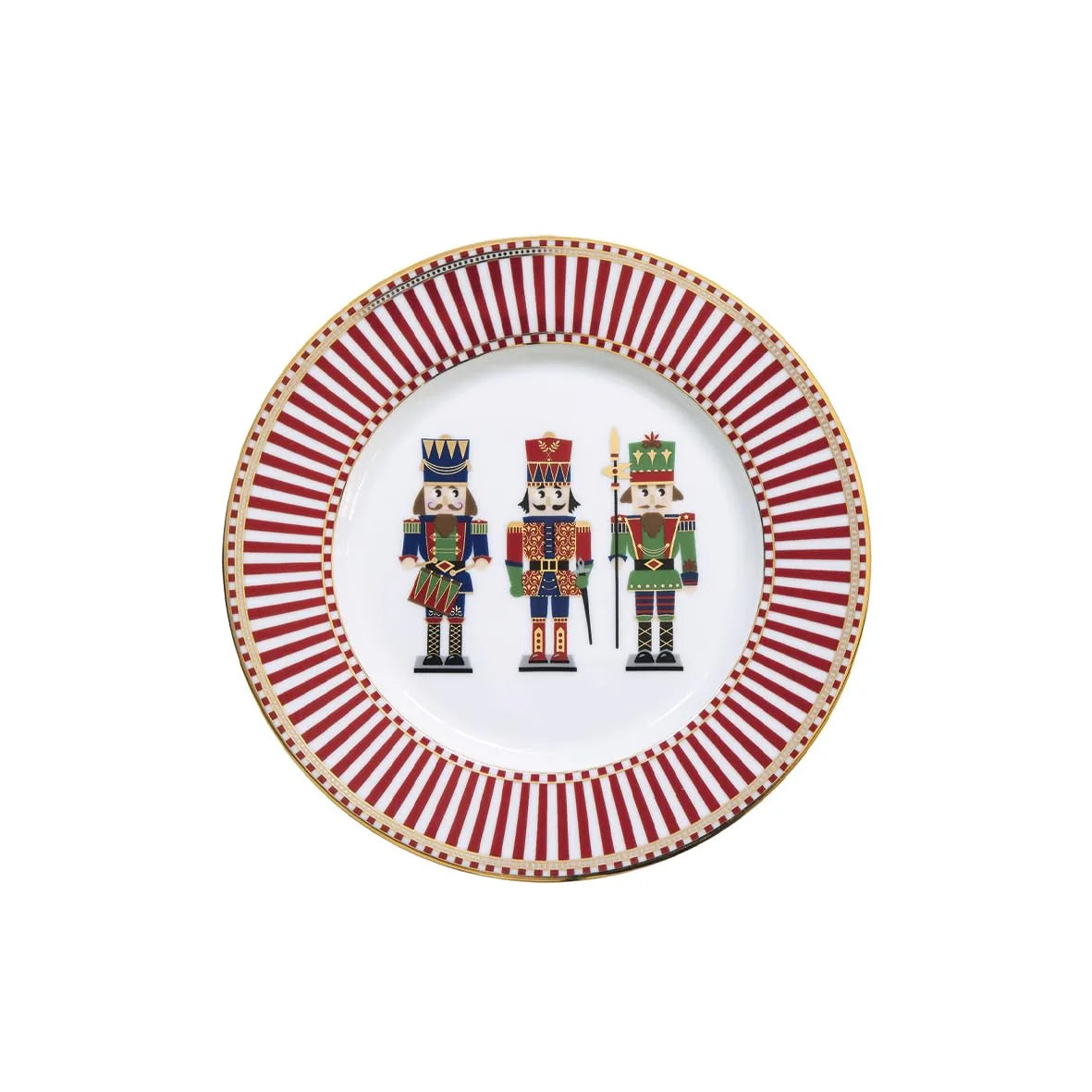 Easy Life piatto Nutcracker porcellana bianca con schiaccianoci natalizi e dettagli oro