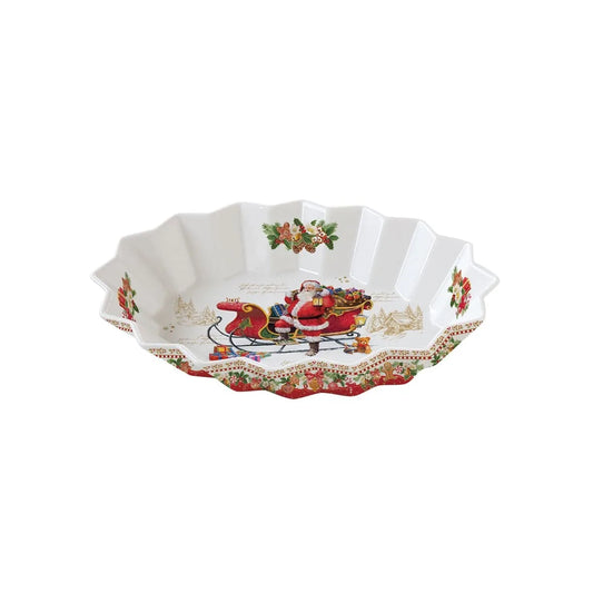 Easy Life piatto ovale porcellana bianca decorazione Babbo Natale Natale 25x17 cm