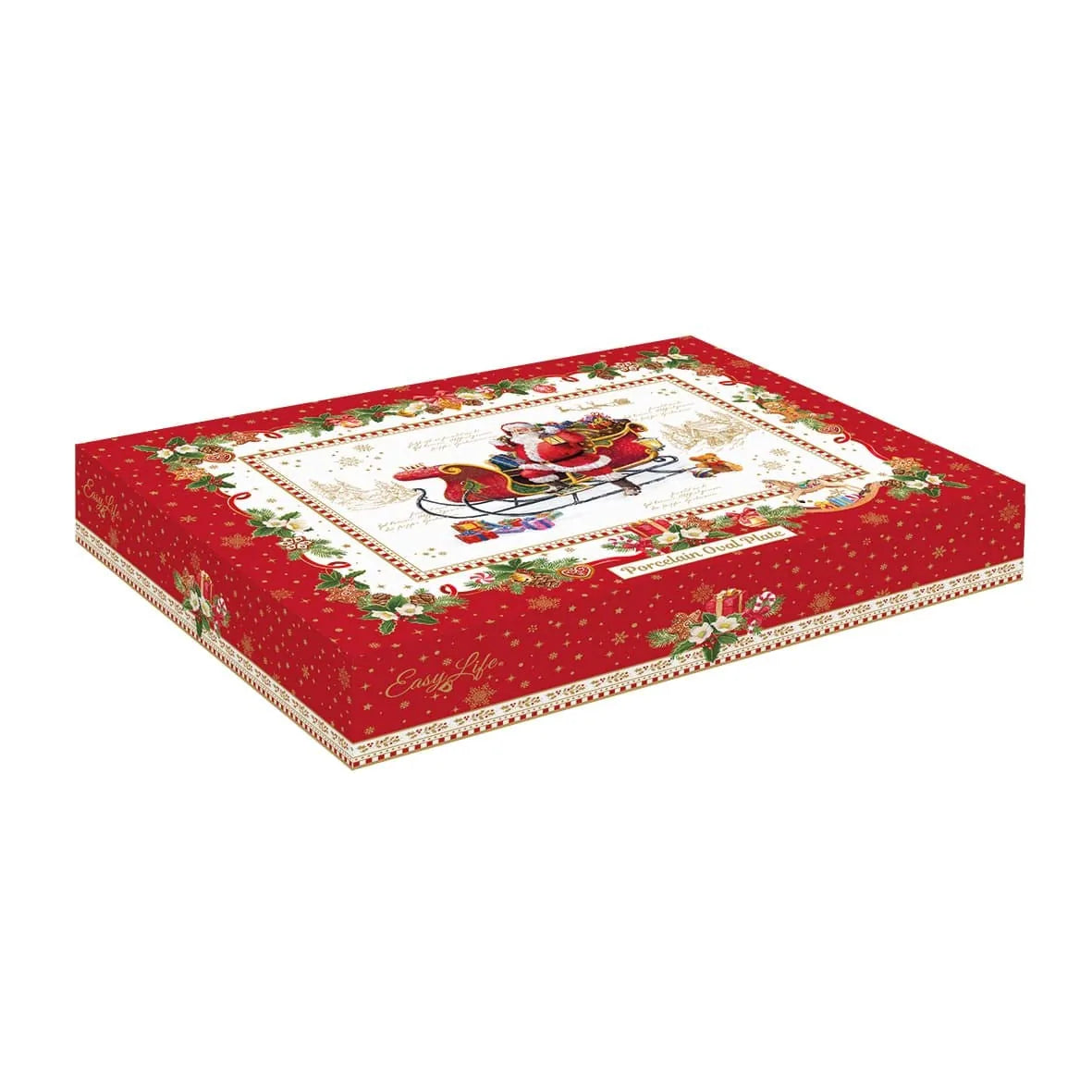 Easy Life piatto ovale porcellana bianca decorazione Babbo Natale Natale 25x17 cm