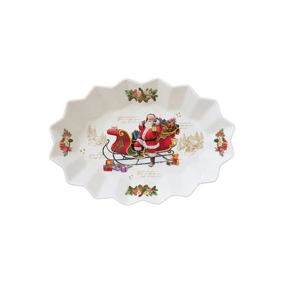 Easy Life piatto ovale porcellana bianca decorazione Babbo Natale Natale 25x17 cm