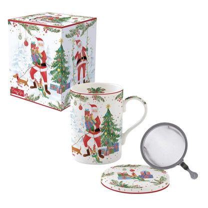 Easy Life Infusiera Natale ceramica multicolore con piastrella
