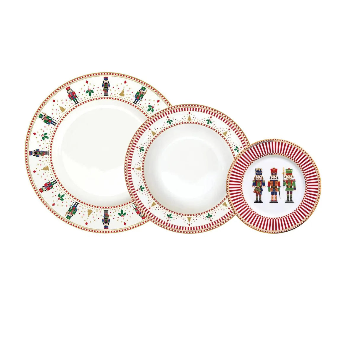 Easy Life Servizio Piatti Natalizio 18 pezzi porcellana decoro Nutcracker Schiaccianoci
