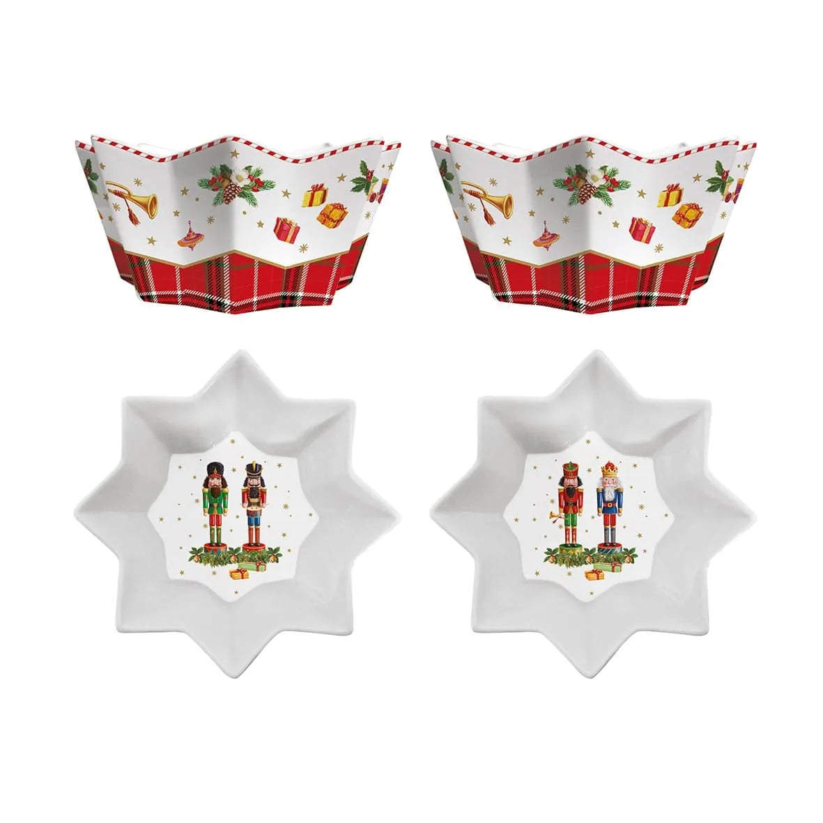 Easy Life set 2 ciotole porcellana Vintage Natale schiaccianoci motivi festivi bianchi