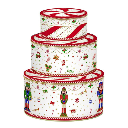 Easy Life Set 3 scatole Natale Nutcracker Twist latta rosso bianco verde - Stilmobili