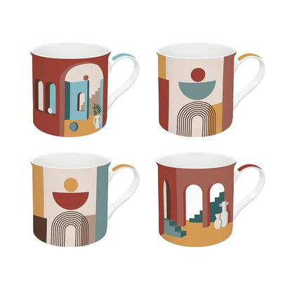 Easy Life Set 4 Tazze in porcellana fine Illusion multicolore - Stilmobili