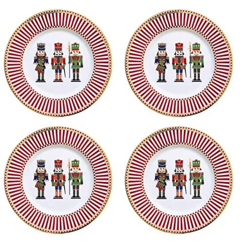 Easy Life Set 4 Piatti Dessert Natale porcellana oro con soldatini - Stilmobili