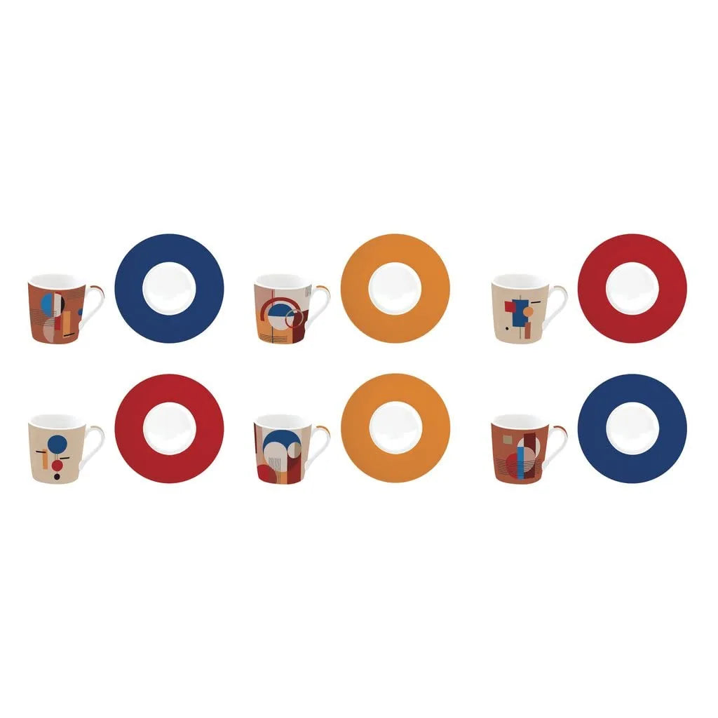 Easy Life Set 6 Tazze Caffè Porcellana con Piattini - Stilmobili