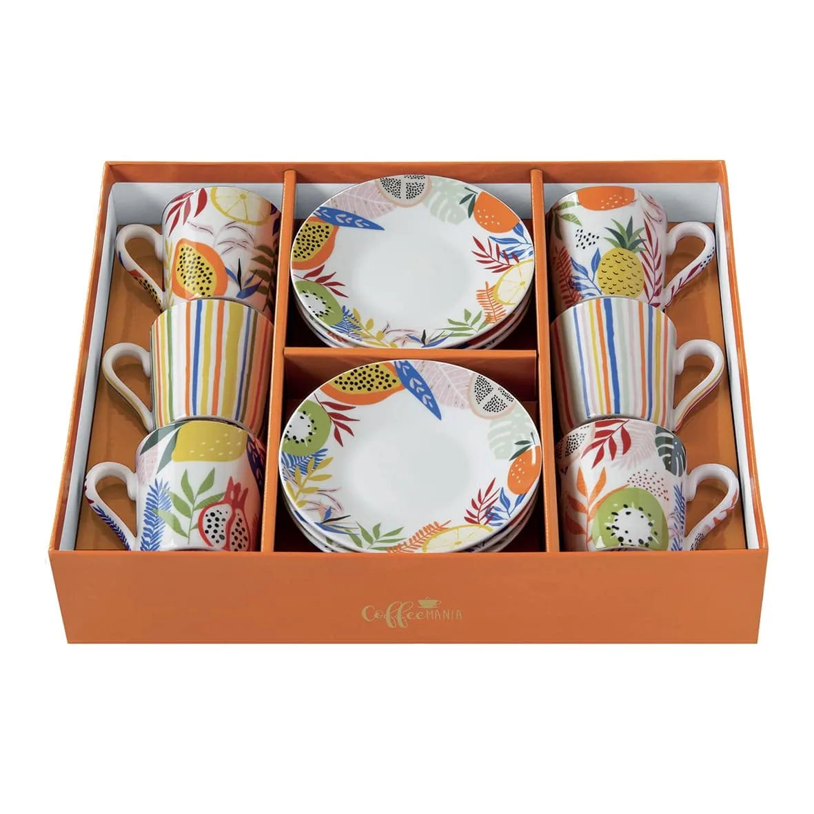 Easy Life Set 6 Tazze Caffè Porcellana con Piattini - Stilmobili