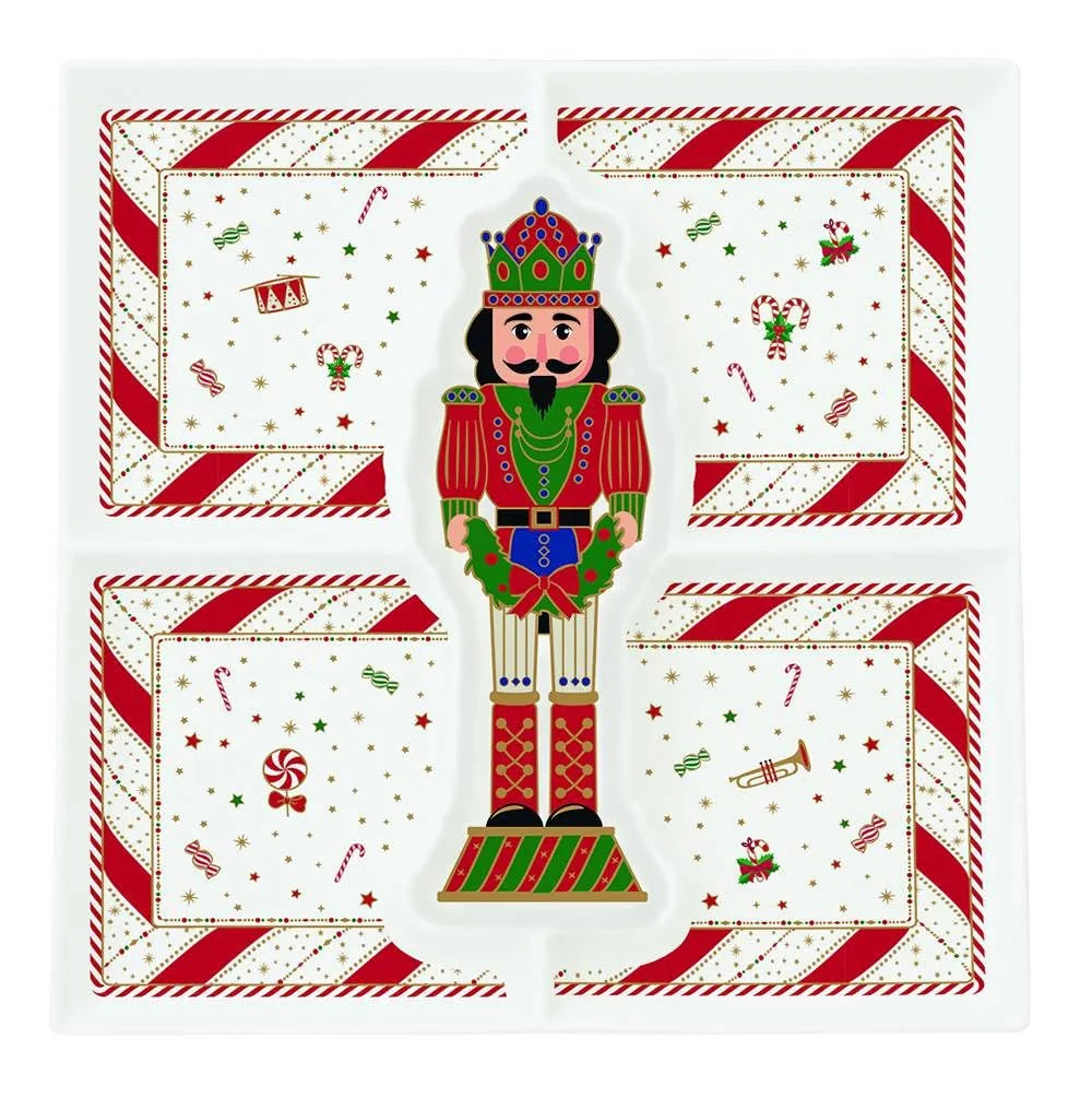 Easy Life Vassoio Natale Nutcracker Twist porcellana 25x25 cm stampa Schiaccianoci