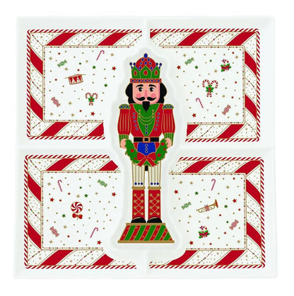 Easy Life Vassoio Natale Nutcracker Twist porcellana 25x25 cm stampa Schiaccianoci