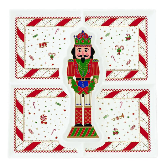Easy Life Vassoio Natale Nutcracker Twist porcellana 25x25 cm stampa Schiaccianoci