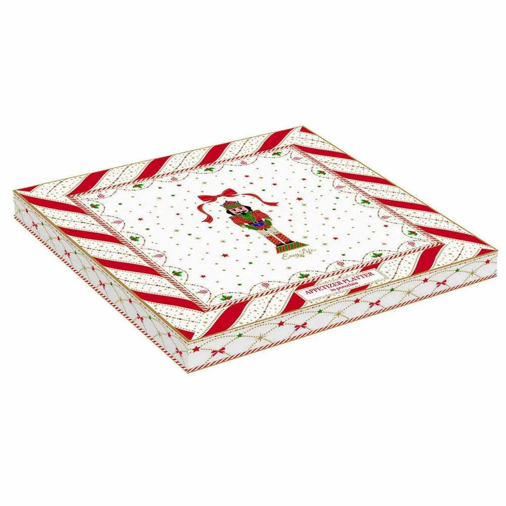 Easy Life Vassoio Natale Nutcracker Twist porcellana 25x25 cm stampa Schiaccianoci