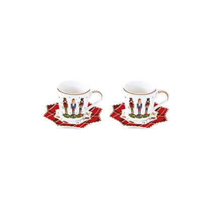 Easy Life set 4 ciotole natalizie a stella Vintage Nutcrackers in porcellana bianca con motivi schiaccianoci