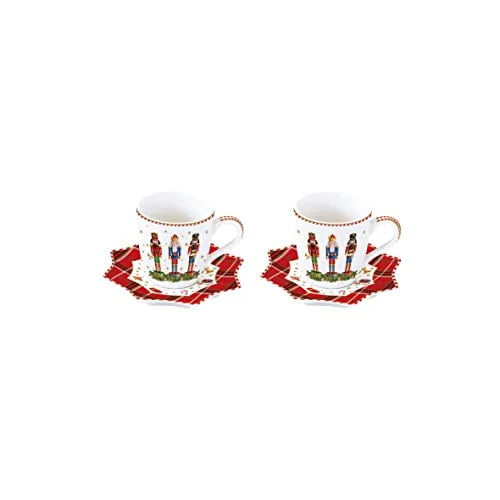 Easy Life set 4 ciotole natalizie a stella Vintage Nutcrackers in porcellana bianca con motivi schiaccianoci