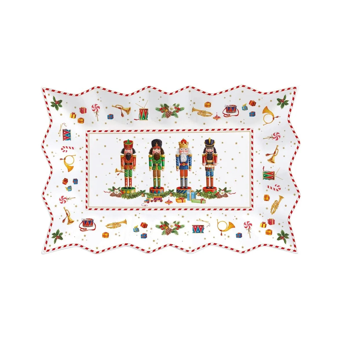 Easy Life set 4 ciotole natalizie a stella Vintage Nutcrackers in porcellana bianca con motivi schiaccianoci