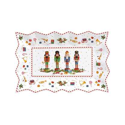 Easy Life set 4 ciotole natalizie a stella Vintage Nutcrackers in porcellana bianca con motivi schiaccianoci