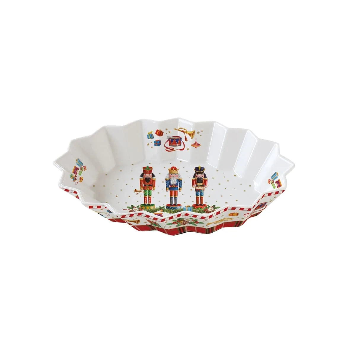 Easy Life set 4 ciotole natalizie a stella Vintage Nutcrackers in porcellana bianca con motivi schiaccianoci