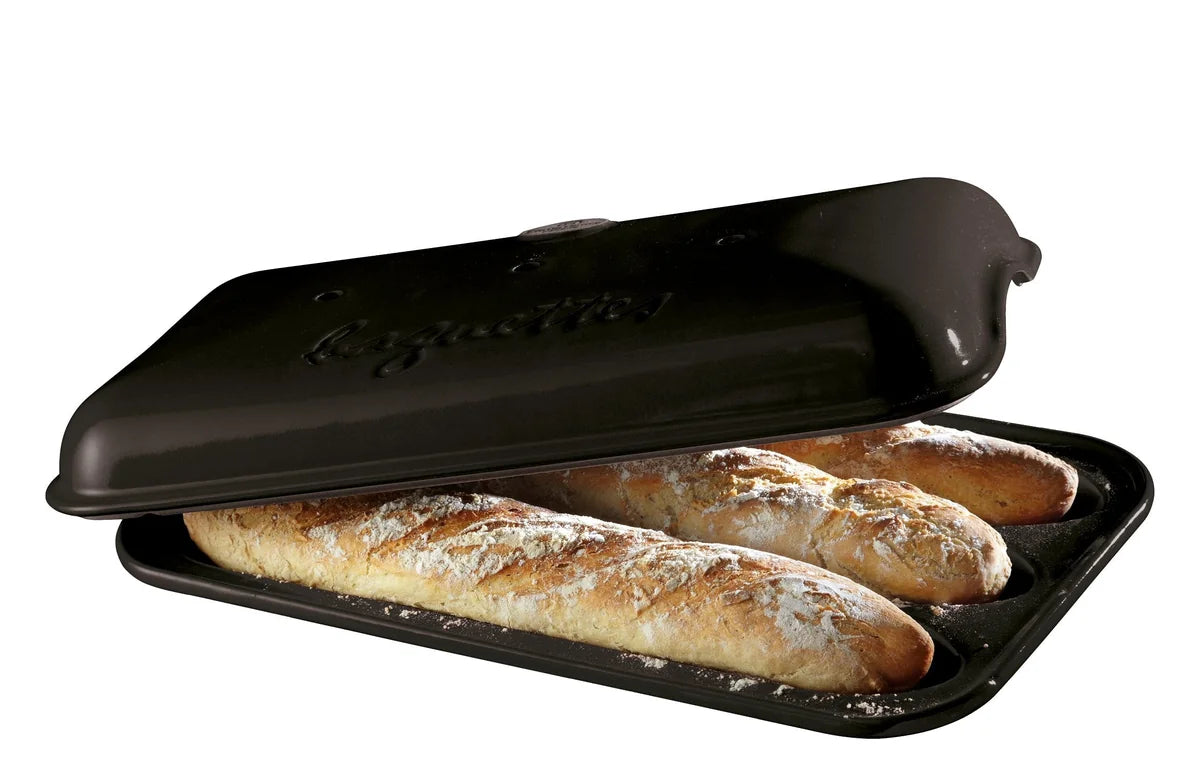 Emile Henry stampo baguettes in ceramica nera con ricettario incluso