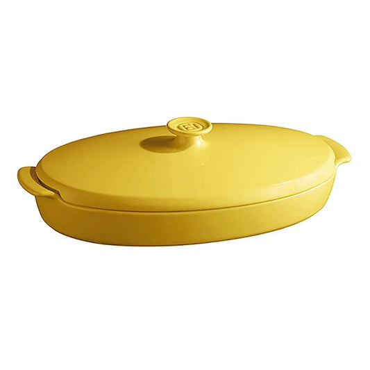 Emile Henry piatto cottura pesce verdure ceramica Jaune Provenza con coperchio