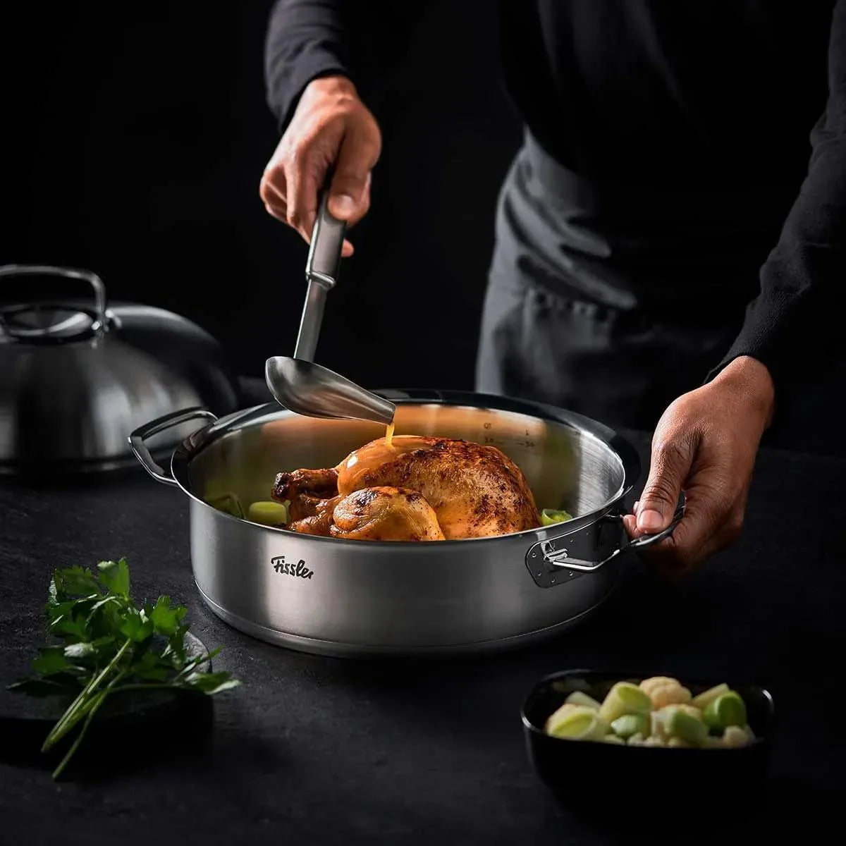 Fissler Rostiera in Acciaio Inox 4.8L 28cm argentato, prodotto tedesco per tutti i piani cottura