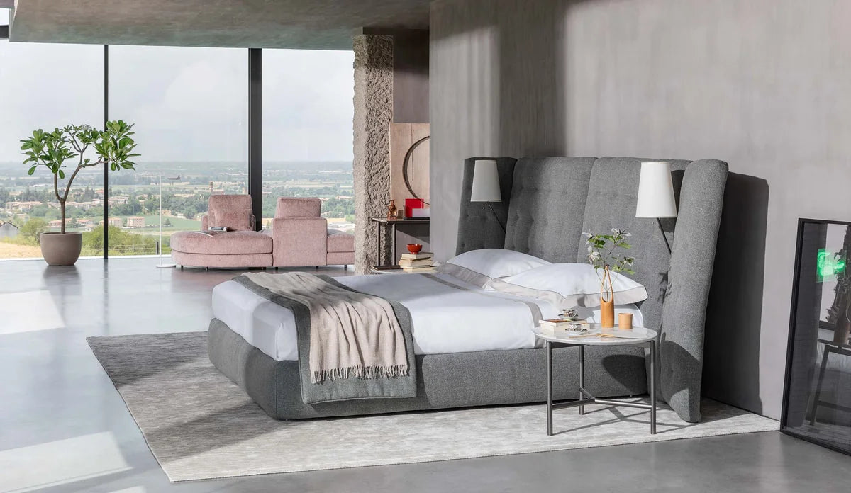 Flou Angle letto matrimoniale con paravento testata capitonné trapuntata - Stilmobili