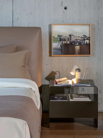 Flou AtelierM letto matrimoniale design tessile imbottito testata plissé