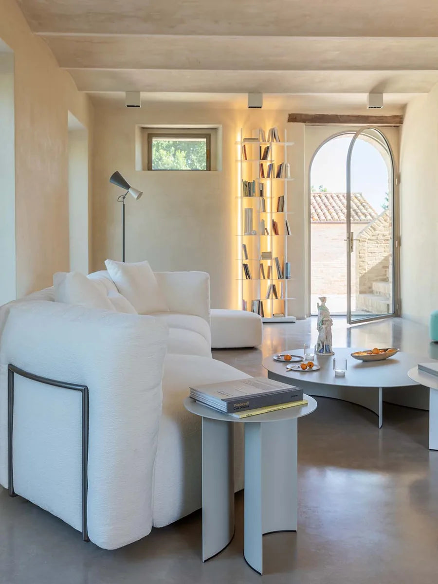 Flou Fiocco divano componibile modulare con sedute e chaise-longue - design Pinuccio Borgonovo