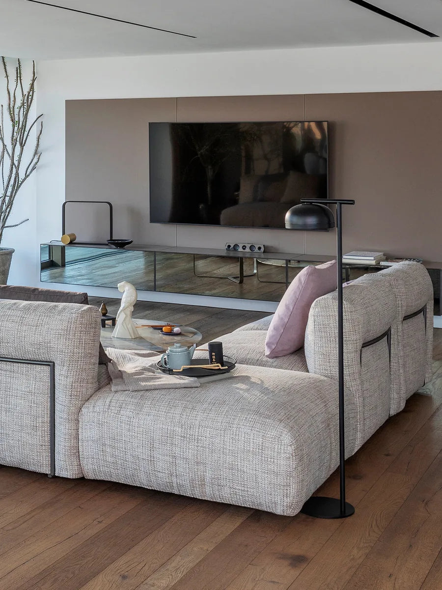Flou Fiocco divano componibile modulare con sedute e chaise-longue - design Pinuccio Borgonovo