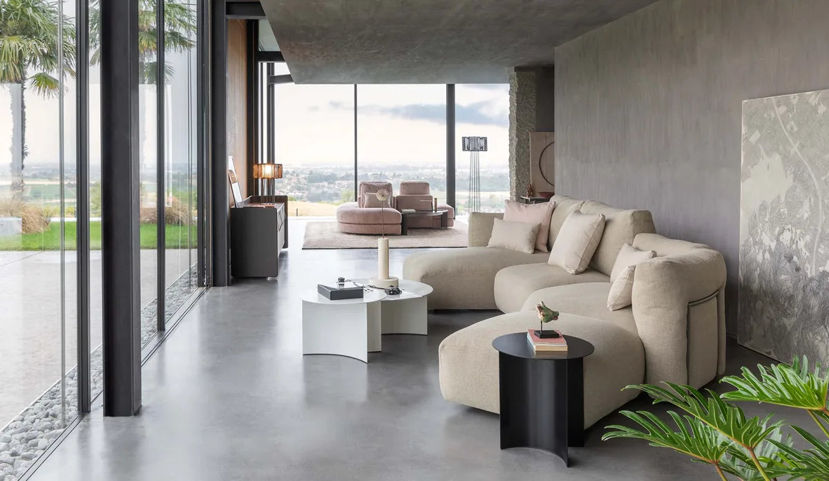 Flou Fiocco divano componibile modulare con sedute e chaise-longue - design Pinuccio Borgonovo