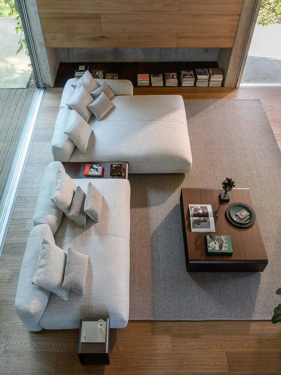 Flou Fiocco divano componibile modulare con sedute e chaise-longue - design Pinuccio Borgonovo
