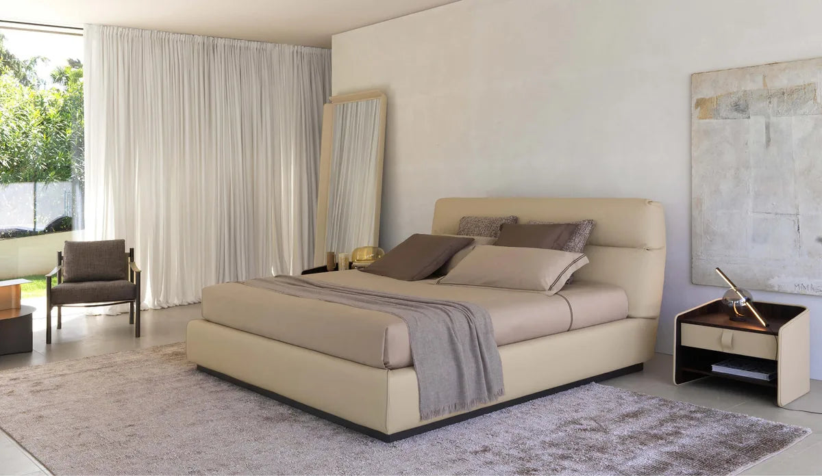 Flou Gentleman Testata Alta letto matrimoniale design Carlo Colombo rivestimento double-face