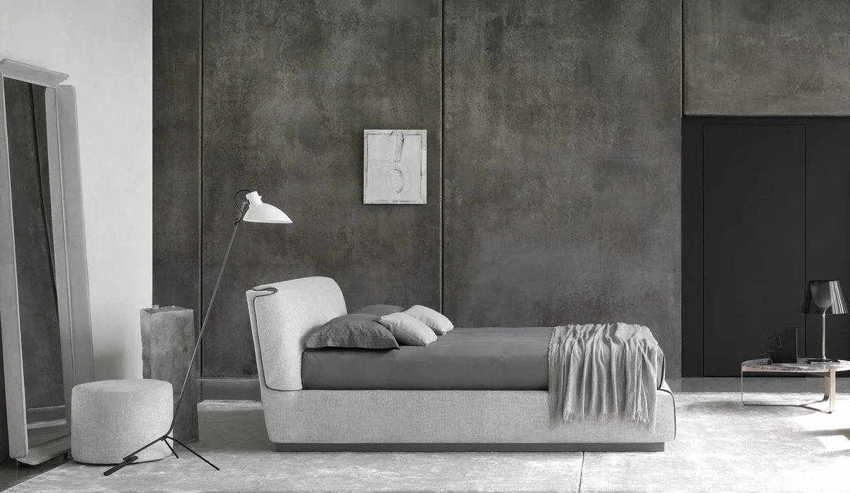 Flou Gentleman Testata Bassa letto matrimoniale design Carlo Colombo rivestimento doppia copertura