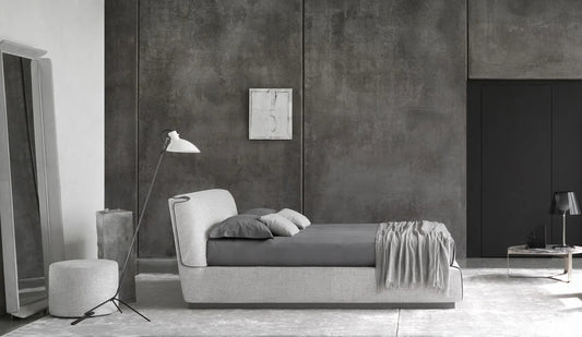 Flou Gentleman Testata Bassa letto matrimoniale design Carlo Colombo rivestimento doppia copertura