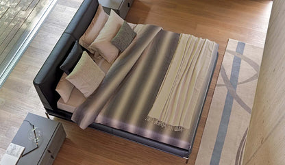 Flou Icon Matrimoniale - letto design in tessuto e pelle, testata imbottita - Stilmobili